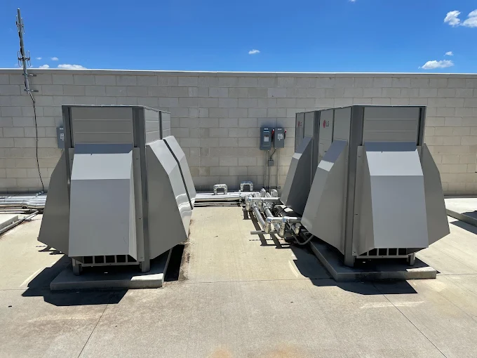 Commercial rooftop furnace installation by A-OK Services team