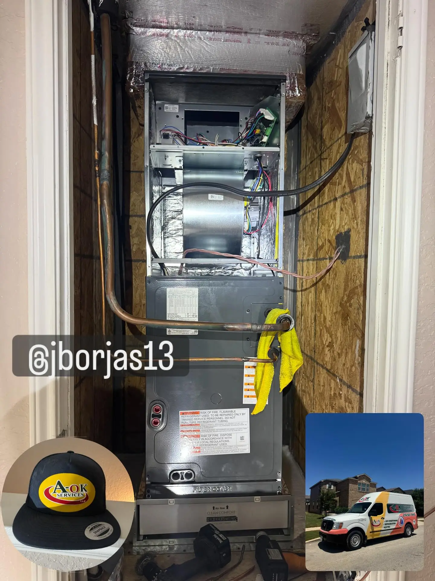 Completed furnace installation by A-OK Services technician in San Antonio home